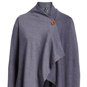 Bobeau One-Button Fleece Wrap Cardigan